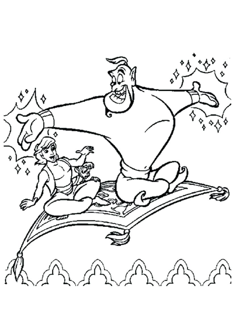 826x1169 Coloring Pages Aladdin Coloring Pages Genie Thought