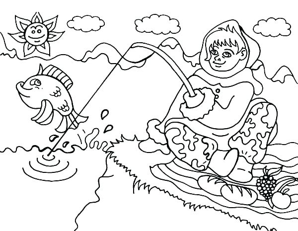 600x465 Alaska Coloring Pages Coloring Page An Girl From Going Fishing