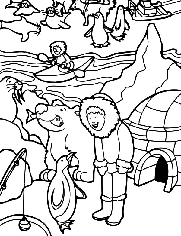 600x785 Eskimo Activity In Alaska Coloring Page Color Luna