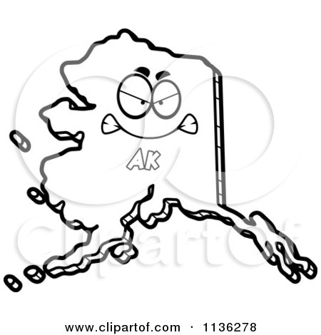 450x470 Cartoon Clipart Of An Outlined Mad Alaska State Character