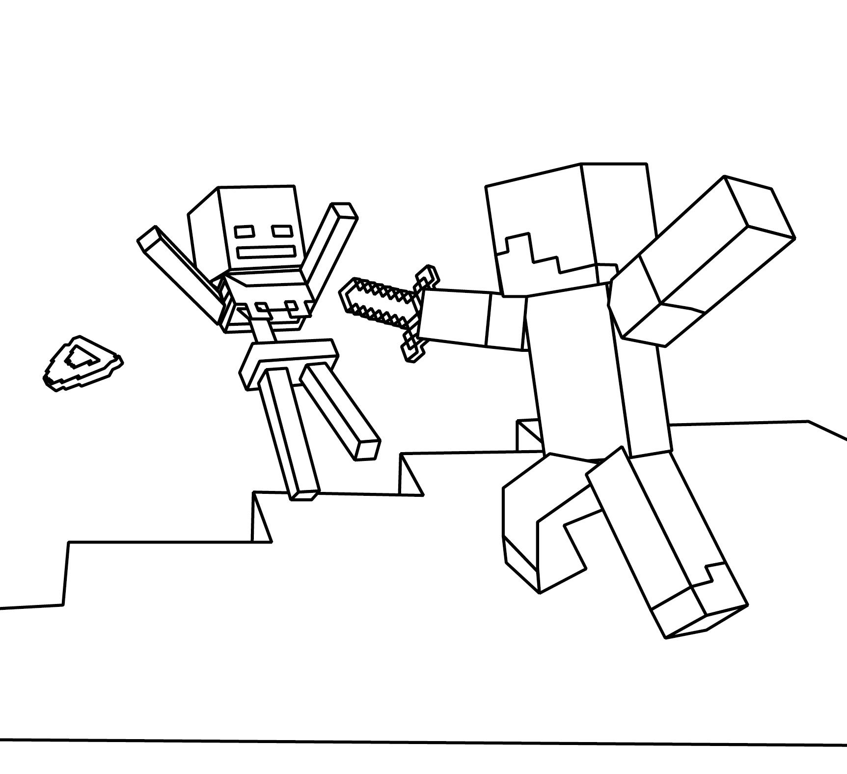 1725x1575 Awesome Skeleton Minecraft Animation Coloring Pages Alex Minecraft