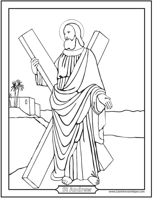 590x762 Saint Andrew The Apostle Prayer, Coloring, Worksheet