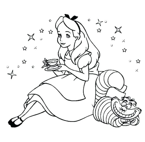 600x589 Coloring Pages Alice In Wonderland In Wonderland Beautiful