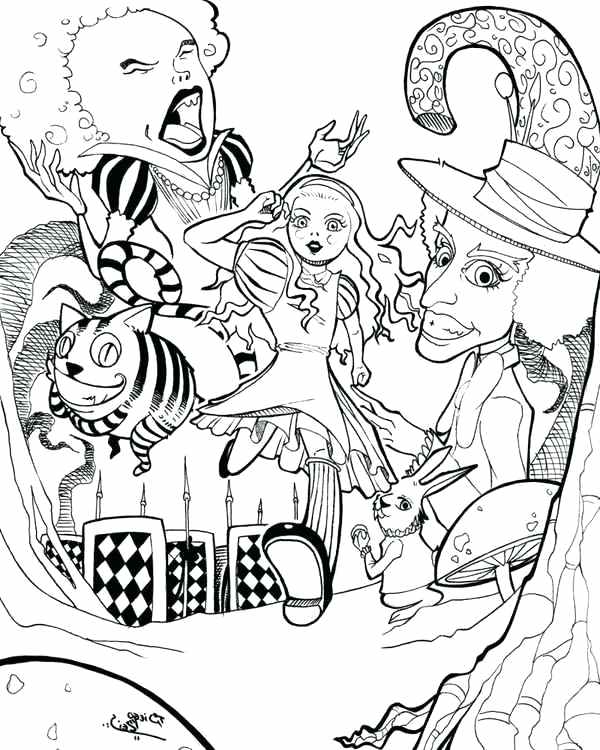 600x750 Alice Wonderland Coloring Page Wonderland Coloring Pages