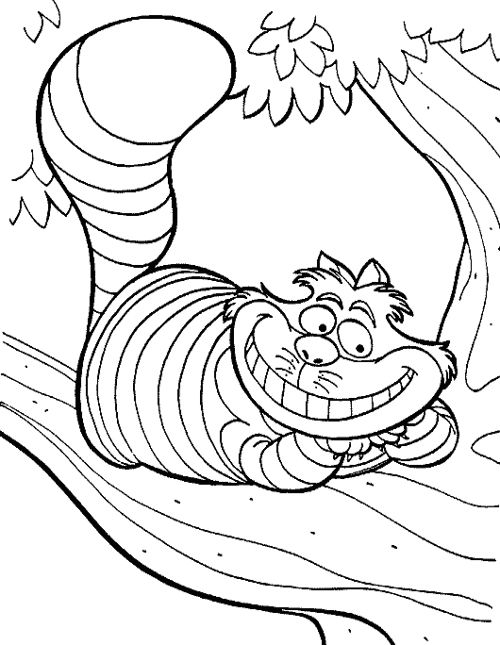 500x645 Cheshire Cat In Wonderland Coloring Page Disney