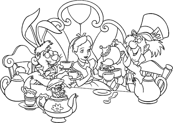 600x429 Alice In Wonderland Tea Party Coloring Pages,alice In Wonderland