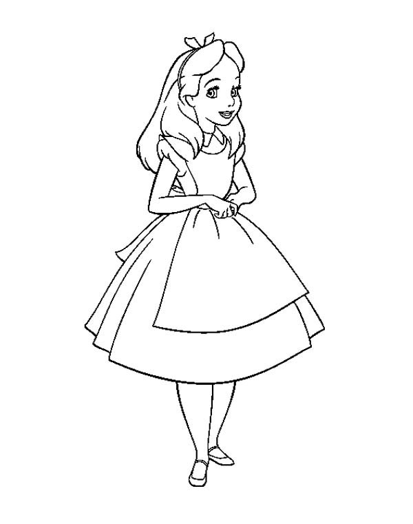 600x761 Beautiful Alice In Wonderland Coloring Page