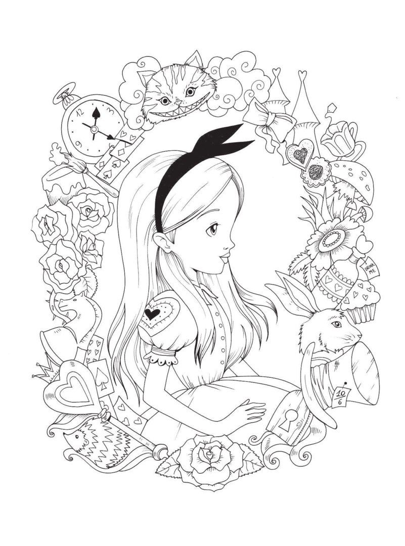 801x1080 Alice In Wonderland Colouring Book With Poster
