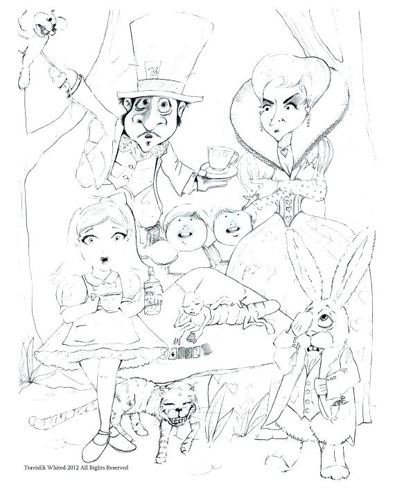 570x719 Coloring Pages Alice In Wonderland In Wonderland Coloring Pages