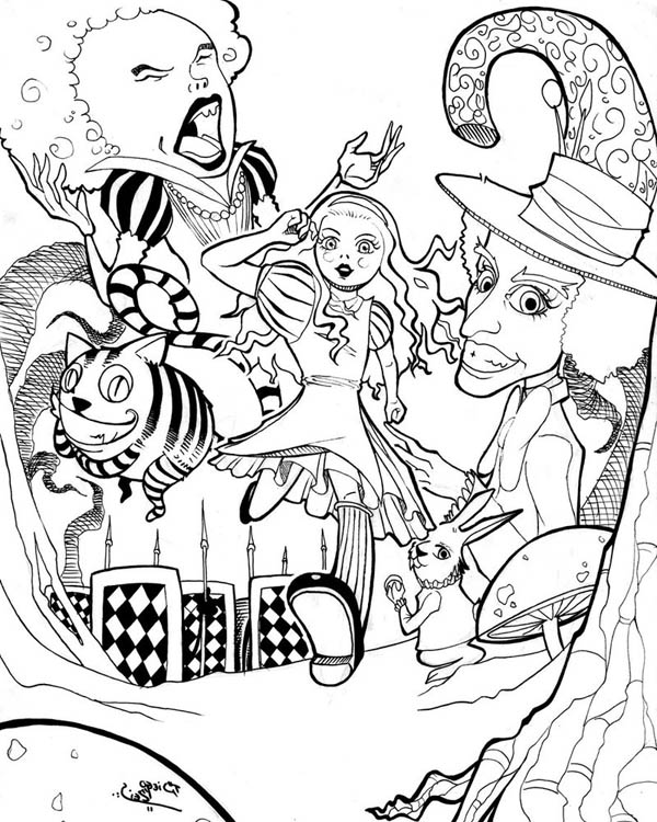 Alice In Wonderland Coloring Pages For Adults at GetDrawings | Free ...