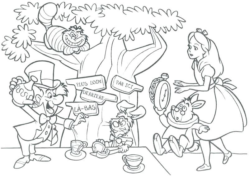 Mad Hatter Alice Wonderland Coloring Pages Sketch Coloring Page