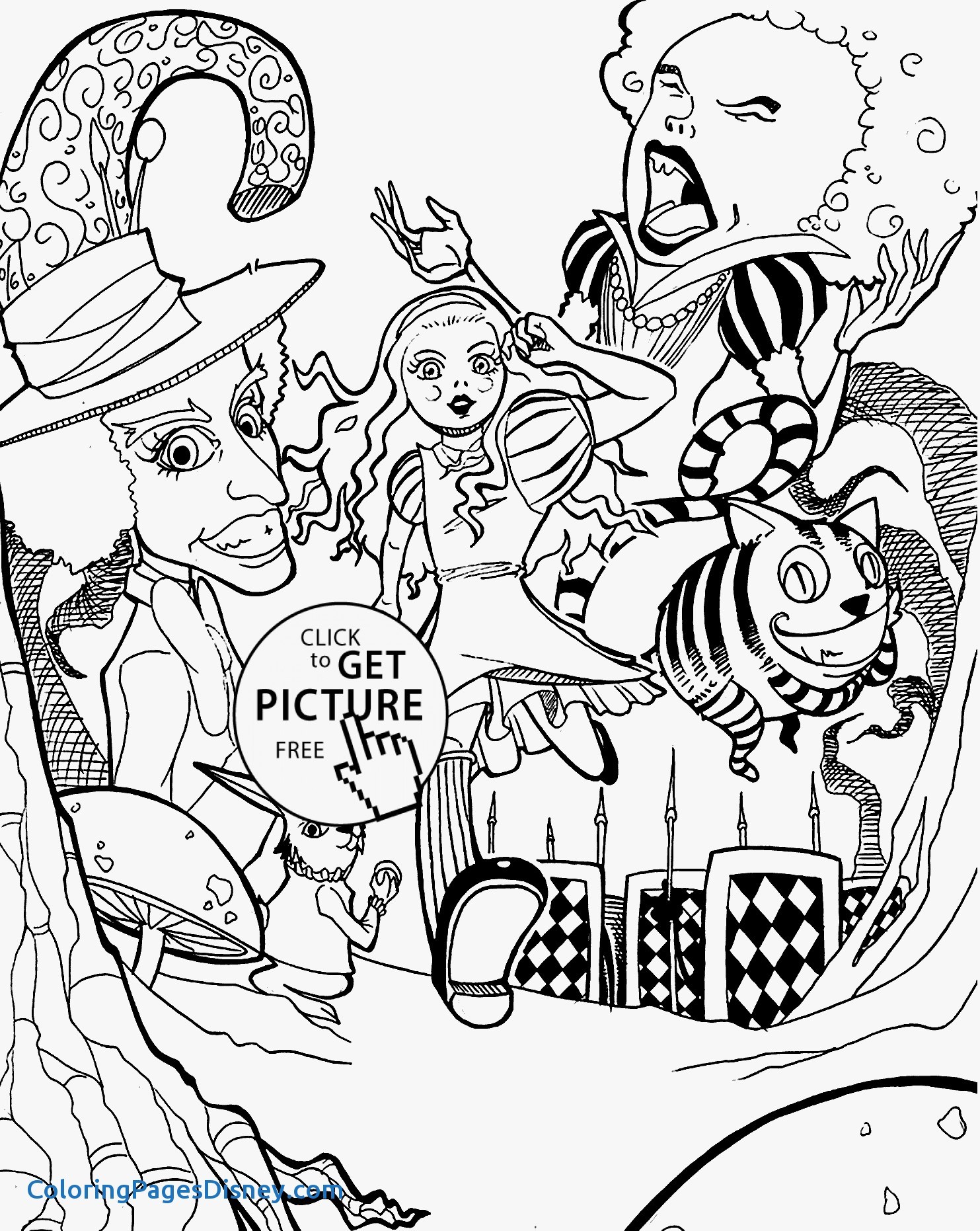 1483x1862 Alice In Wonderland Coloring Pages New Anime Mad Hatter Coloring