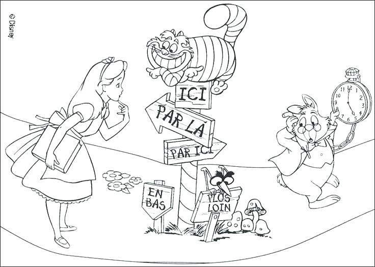 736x525 Disney Alice In Wonderland Coloring Pages In Wonderland Character