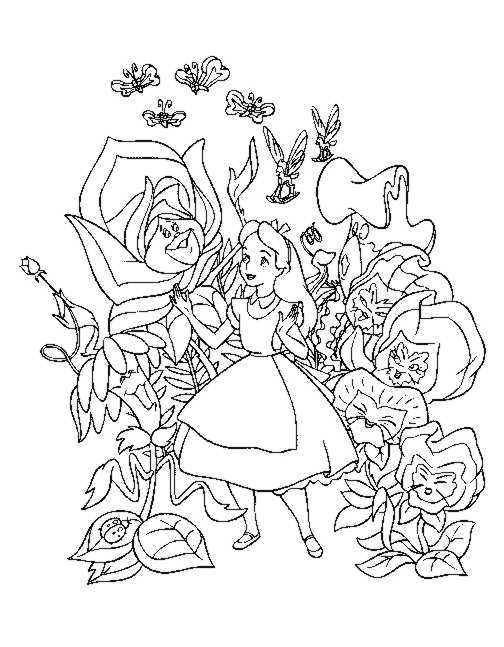 504x647 Alice In Wonderland Singing Flowers White Background