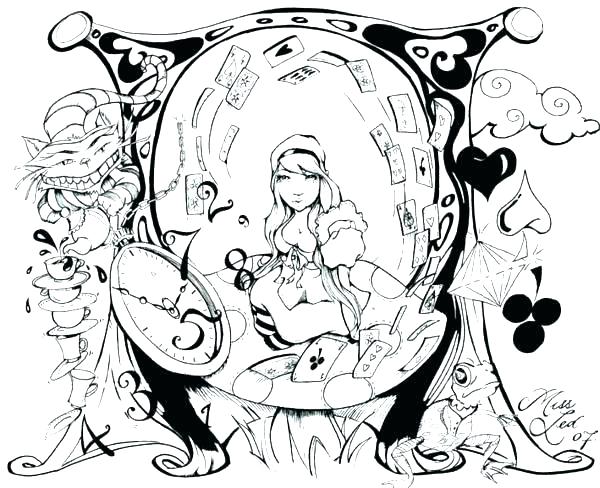 600x488 Alice In Wonderland Color Pages
