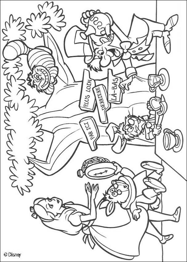 607x850 Alice In Wonderland Tea Party Coloring Pages