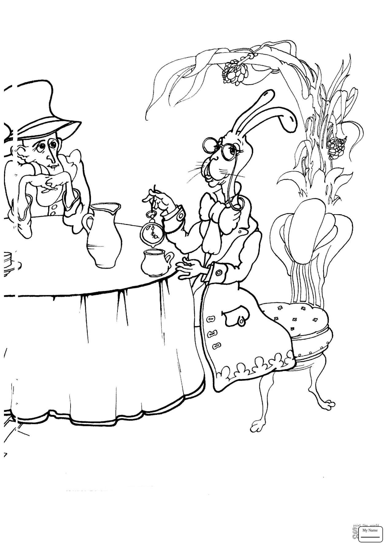 1265x1789 Appealing Alice In Wonderland Tea Party Coloring Pages Printable