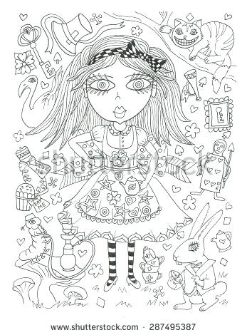 347x470 Coloring Pages Alice In Wonderland In Wonderland Coloring Book