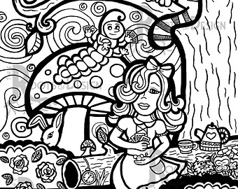 340x270 Alice Coloring Pages Etsy