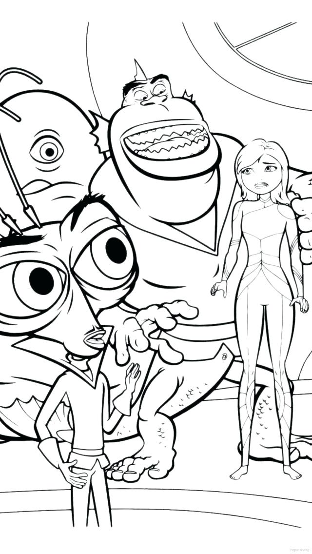 640x1136 Monsters Vs Aliens Coloring Pages To Print Monsters Vs Aliens