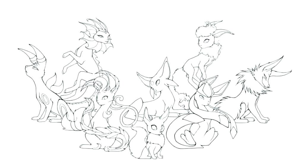 1024x559 Eevee Evolutions Coloring Pages Coloring Pages Pictures All