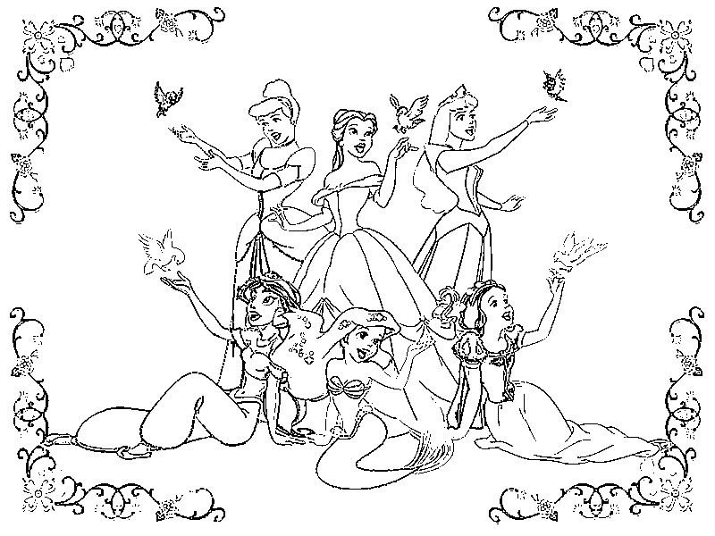 800x600 Princess Coloring Pages Disney