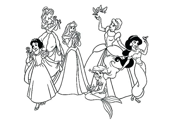 600x424 All Disney Princess Coloring Pages