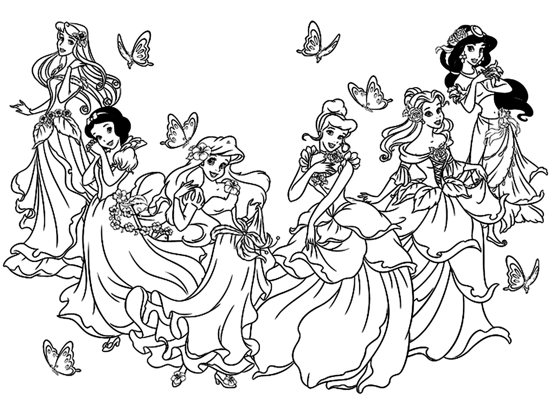 1800x1305 To Print This Free Coloring Page All Princesses Disney