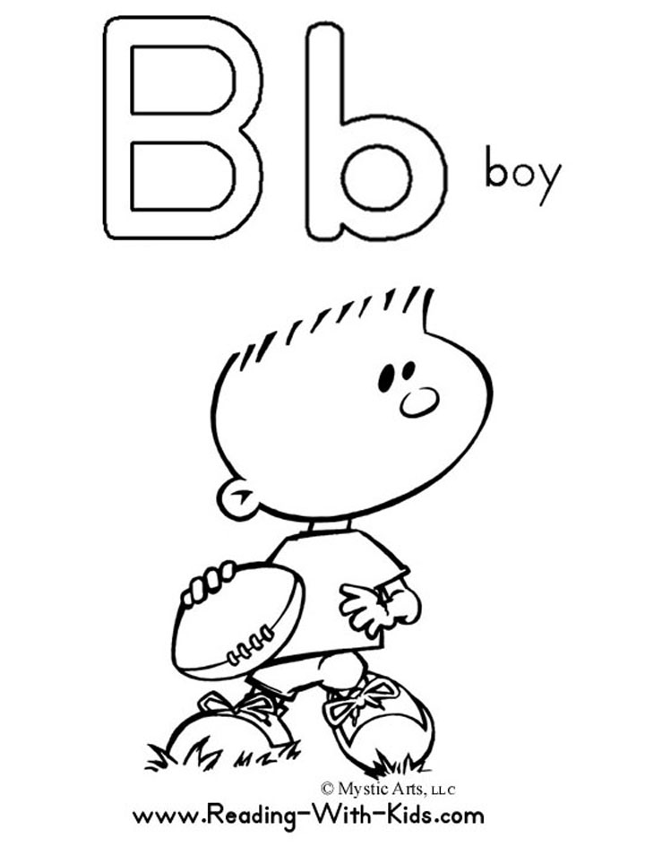 720x945 Alphabet Letter B Coloring Page Boy