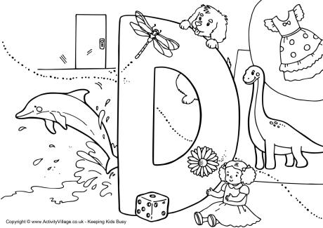 460x325 I Spy Alphabet Colouring Page D Preschool