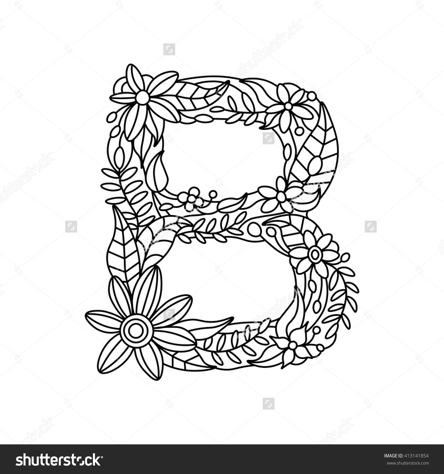 1500x1600 Ornamental Alphabet Coloring Pages Floral Alphabet Letter Coloring