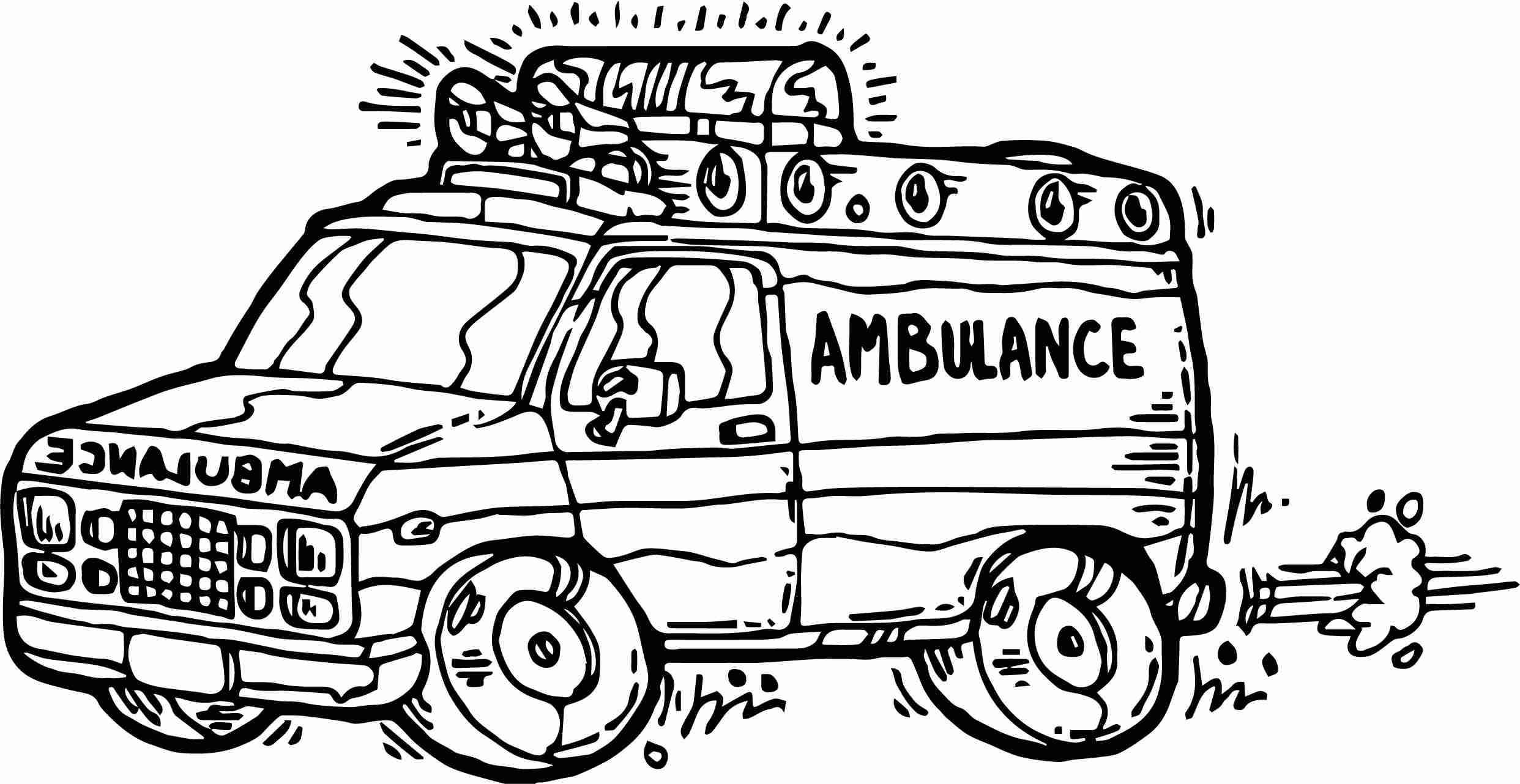 2484x1282 Cartoon Ambulance Coloring Page Wecoloringpage At Colouring Pages