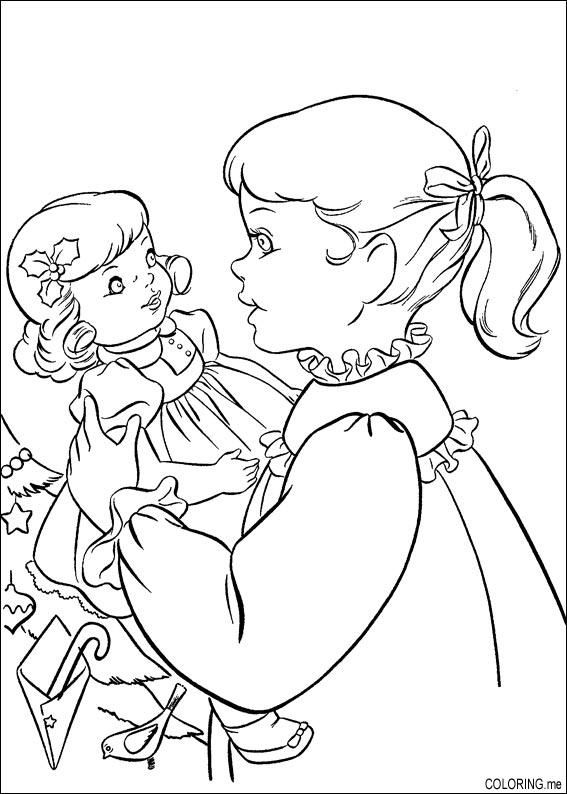 567x794 Cute Coloring Page Of Girl With Her Doll American Girl Party