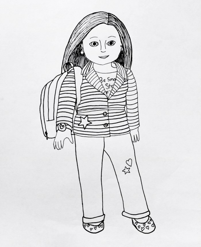 700x857 Free Printable American Girl Doll On A Street Coloring Pages