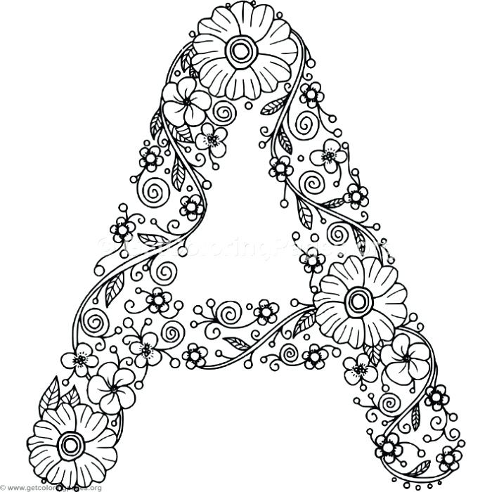 700x700 Letter A Coloring Pages Floral Alphabet Letter A Coloring Pages