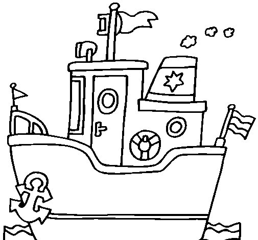 505x470 Boat With Anchor Coloring Page