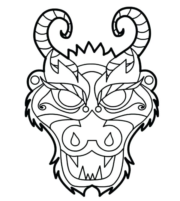 600x671 Ancient China Coloring Pages Dragon Mask Colouring Page Coloring