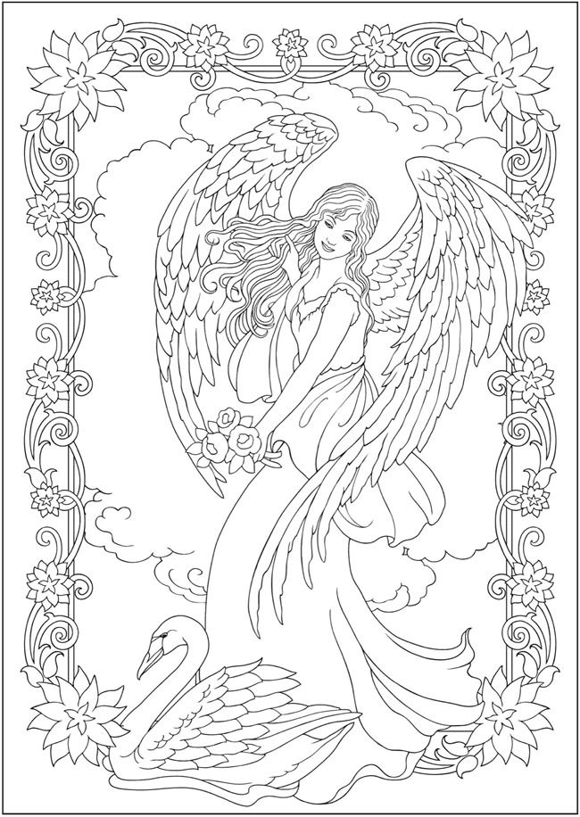 650x916 Creative Haven Elegant Angels Coloring Book