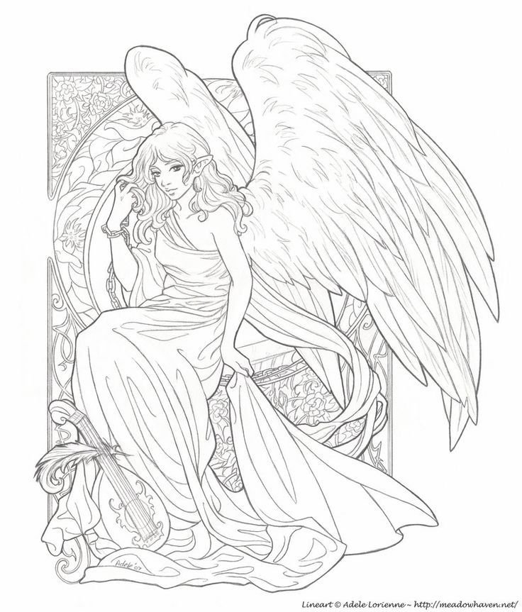 736x863 Adult Colouring Fairies Angels Amazing Angel Coloring Pages