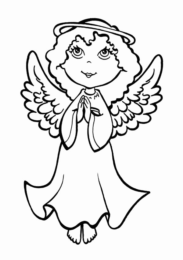 600x849 An Angel Making Pray On Christmas Eve Coloring Page