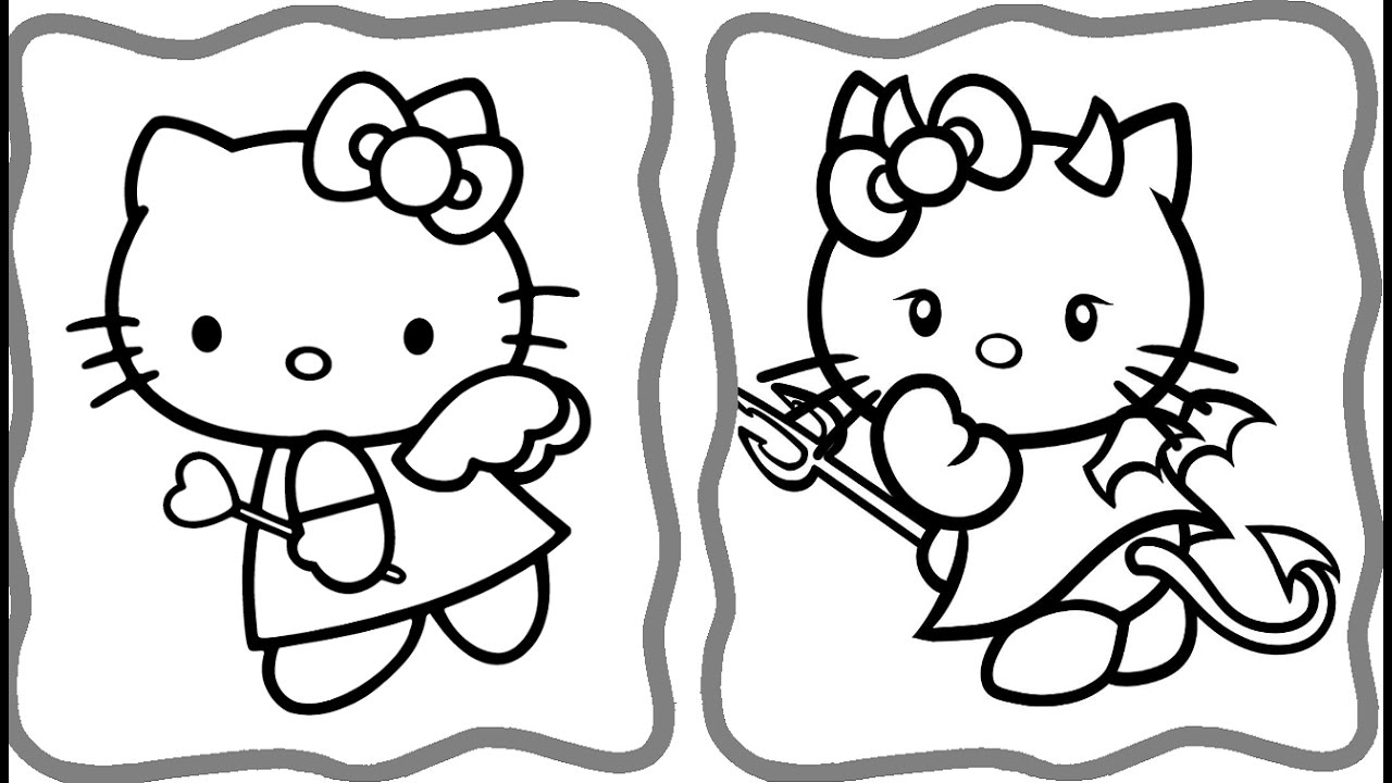 1280x720 Awesome Hello Kitty Angel And Coloring Book Art For Cat Page