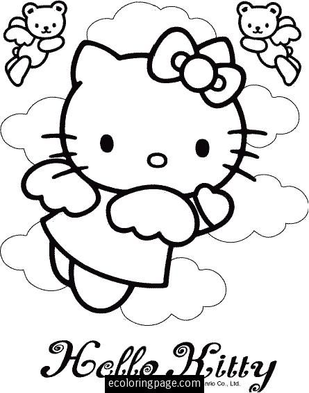 445x567 Hello Kitty Angel Bear Angels Coloring Pages For Girls Printable