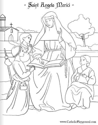 390x498 St Angela Merici Coloring Page January Catholic Playground