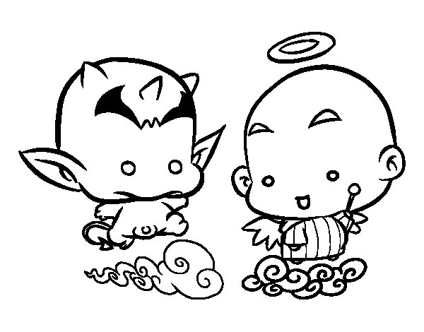 600x470 Angel Or Demon Coloring Page