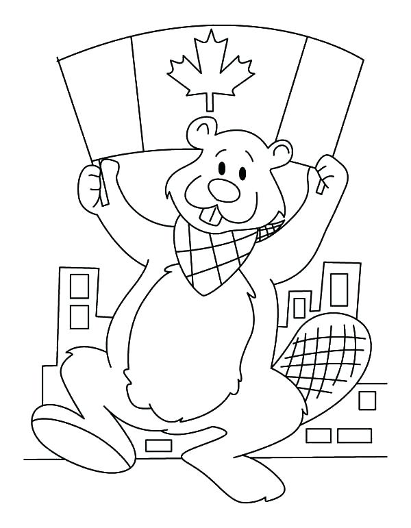 600x771 Beaver Coloring Page A Beaver Holding Flag On Day Coloring Pages