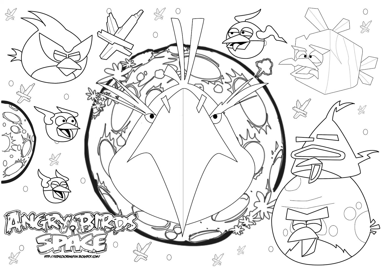 1600x1131 Angry Birds Space Coloring Page Bomb Bird In P
