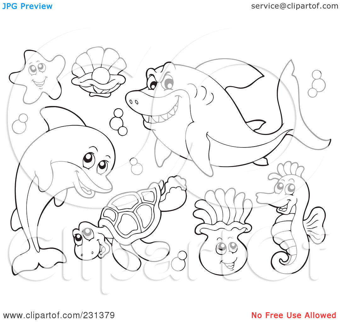 1080x1024 Ocean Animals Coloring Pages