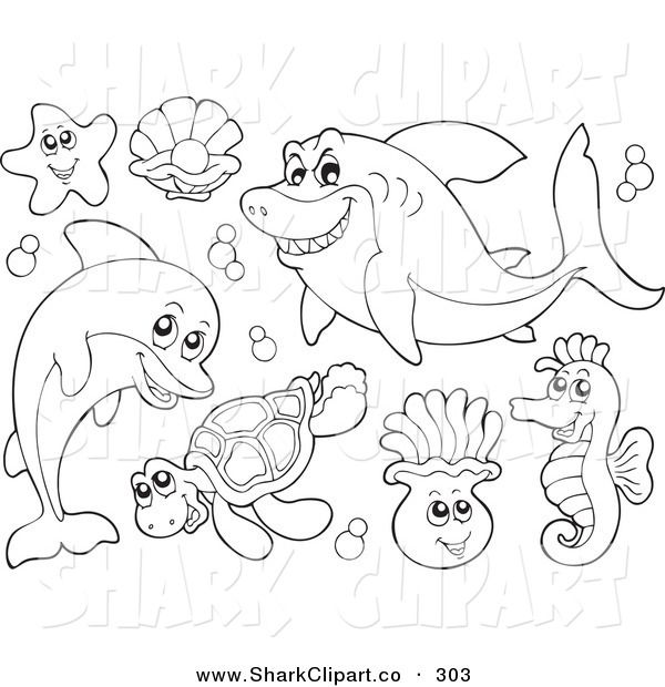 600x620 Awesome Art Of Digital Collage Coloring Page Outlines Sea