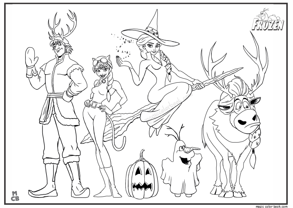 990x703 Frozen Halloween Coloring Pages