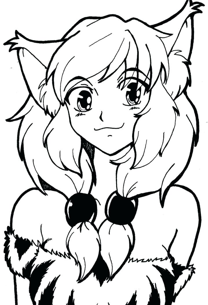 719x1050 Anime Cat Girl Coloring Pages